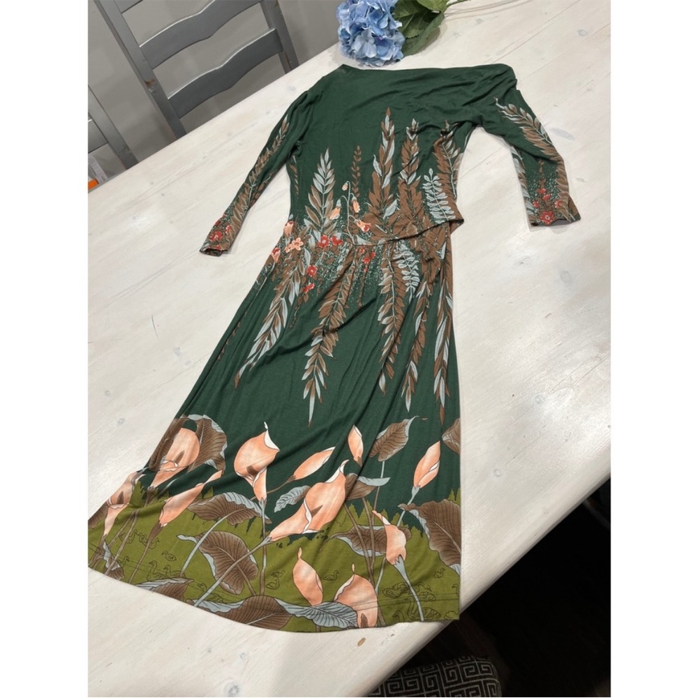 Anthropologie Calla Lily Green Floral Dress